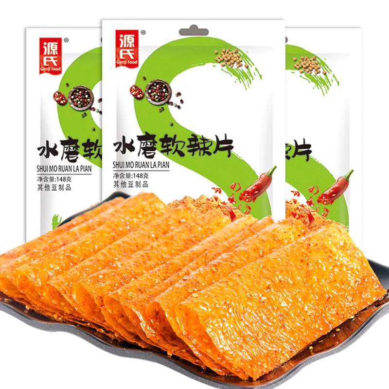 Китайская еда Genji продукты фасоли закуски оптом Пряная глютеновая закуска Latiao ломтик творога Пряная закуска OEM