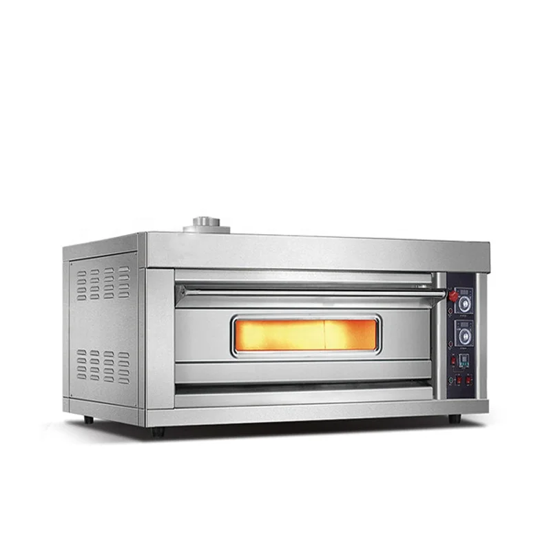 Heavy duty single deck commercial gas pizza stone plate oven