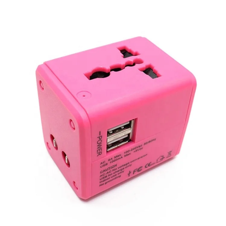 Universal Travel Adapter Electric Plugs Sockets Converter US AU UK EU with Dual USB Charging 2.1A Electrical Power Plug European