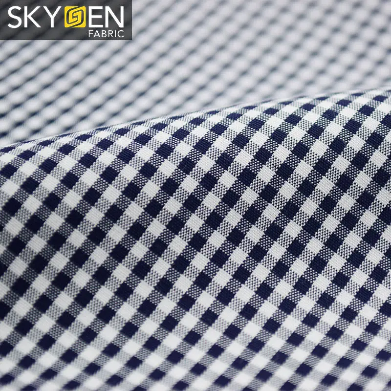 Popular Skygen soft cotton check woven fashion design fabric for shirting