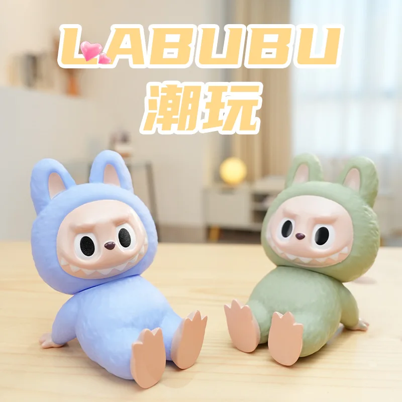 Linda Labubu Mobile Phone Stand Doll Bubble Matt Blind Box Toy Mini Pvc Anime Figure Labubu Keychain Blind Box Dolls