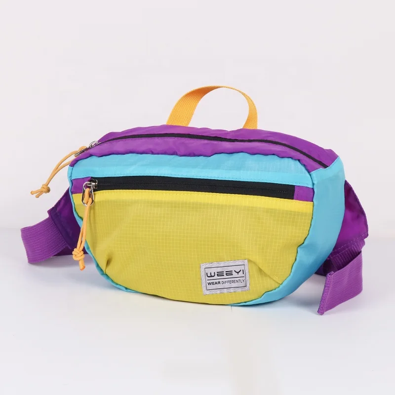 CHANGRONG Custom women men eco friendly Recycled nylon polyester Hiking Sports Zipper Fanny Pack Waist Bag Outdoor