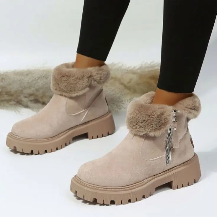 women winter classic casual boots shoes fur customized logo ladies snow warm