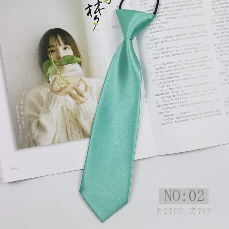 Cheap solid color lazy kids uniform tie necktie kids school little boys necktie 27cm fashion necktie for children