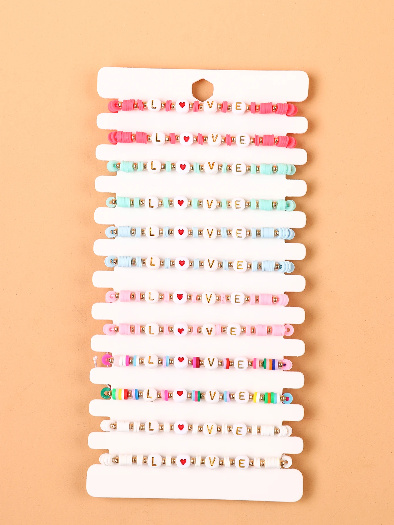 Punk Exquisite Resin Love Letter Bracelet 12 Pcs Set Polymer Clay Love Bracelet For Women