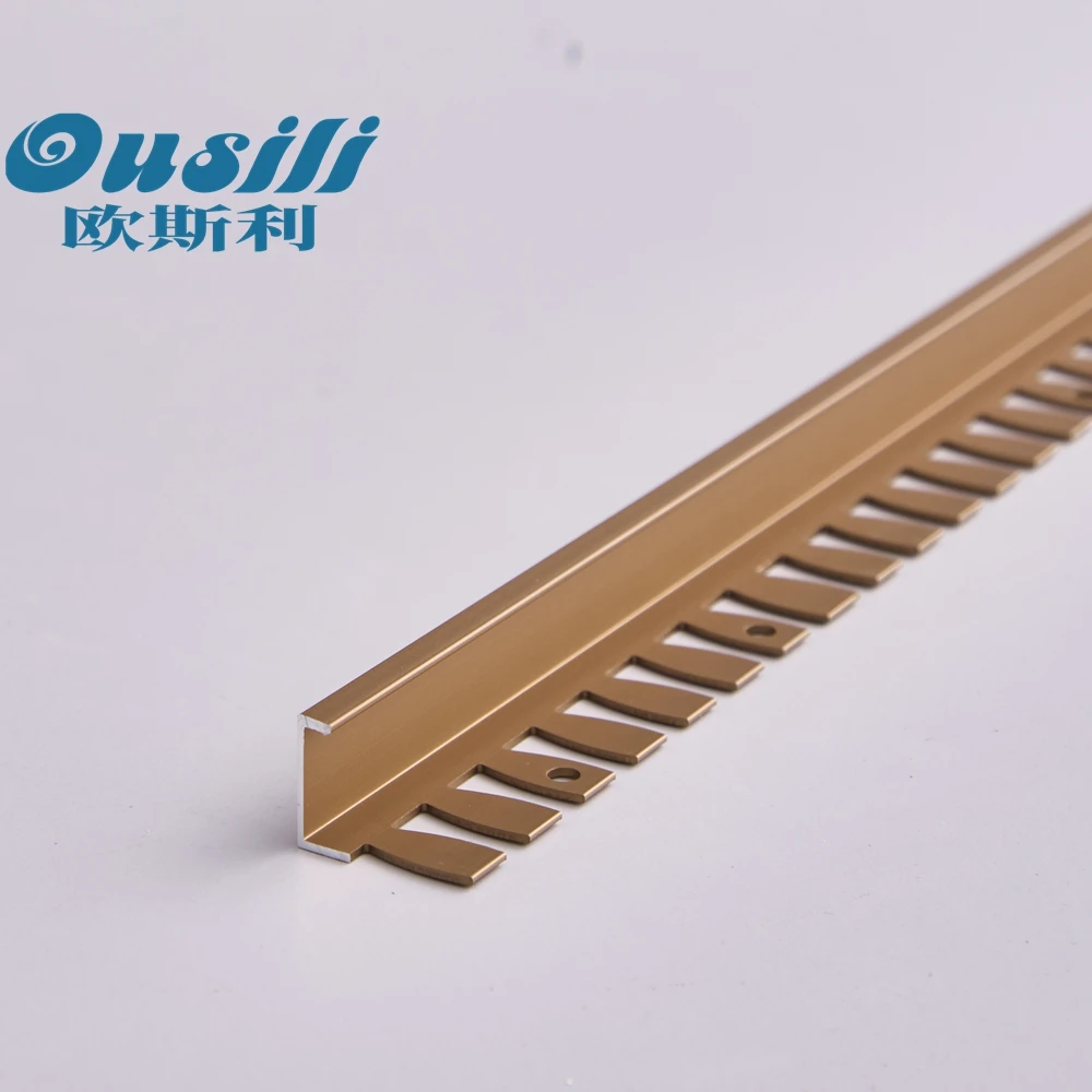 Prolink Metal YJ-D33 Gold Silver Color Aluminum Floor Inlay Strips Ceramic Corner Edge Tile Trim for Wall Floor Decoration