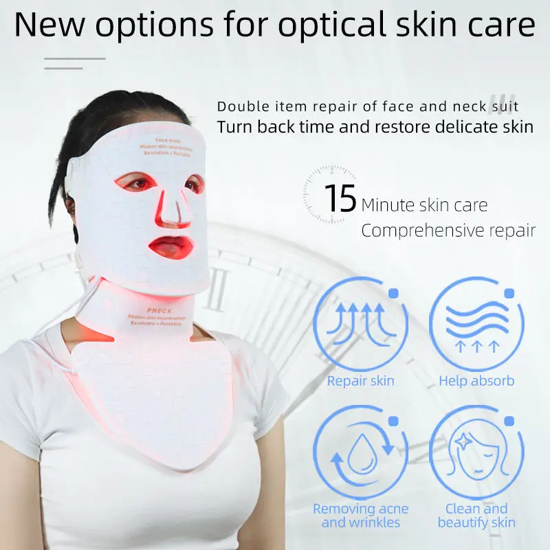 Factory Supply Flexible Silicone Led Face Neck Mask Red Light Photon Therapy Mask Skin Rejuvenation Anti-aging Led Facial Masks