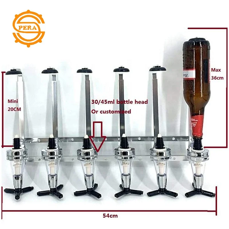 6 Bottle head Wall Mounted Liquor Dispenser 30ML 45ML head for home and bar