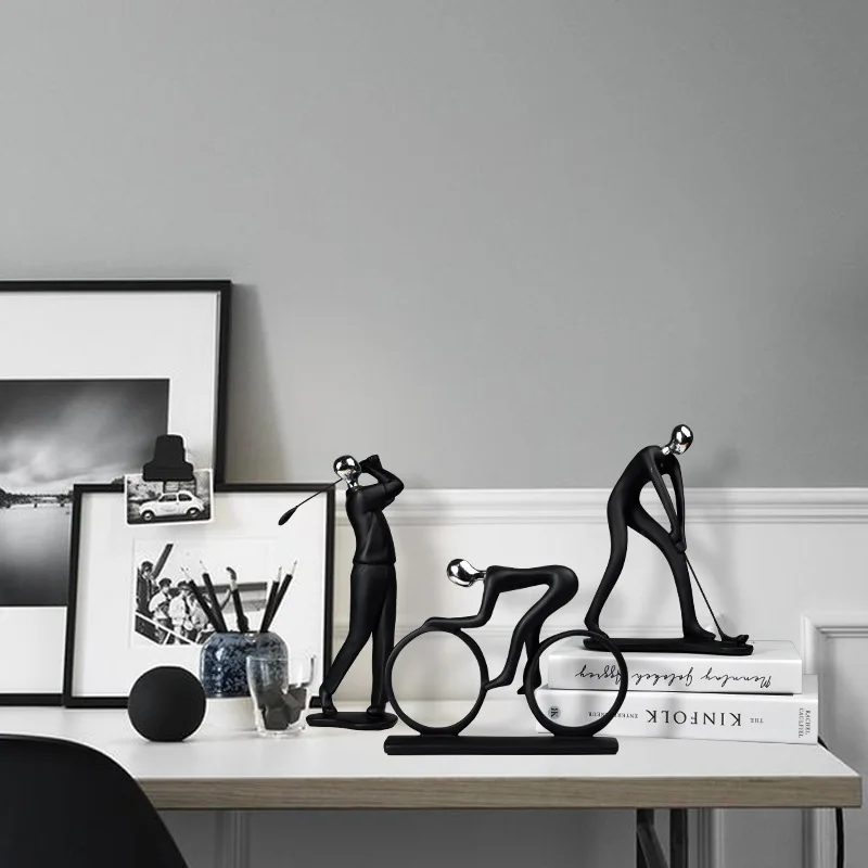 Modern creative minimalist biker, musician, guitar, saxophone, polyresin living room decoration