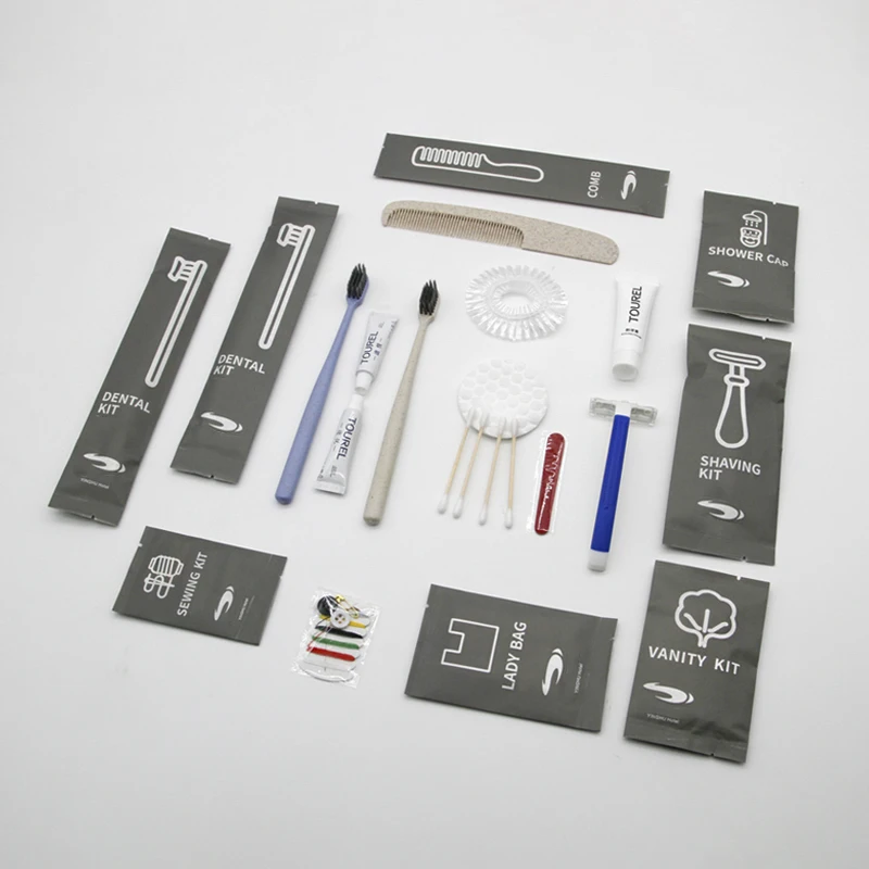 Luxury branded guest room shampoo bath gel customizable mini hotel amenities set ecofriendly