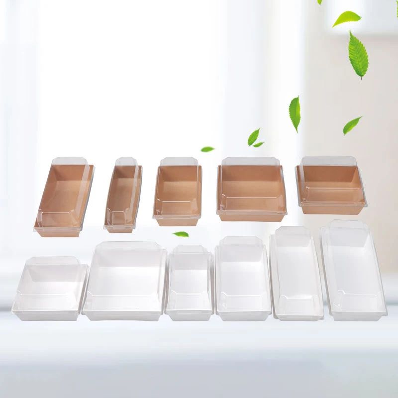 Accept Custom Box with Clear Lid Hot Dog Box Paper Tray Kraft Paper Food Packaging