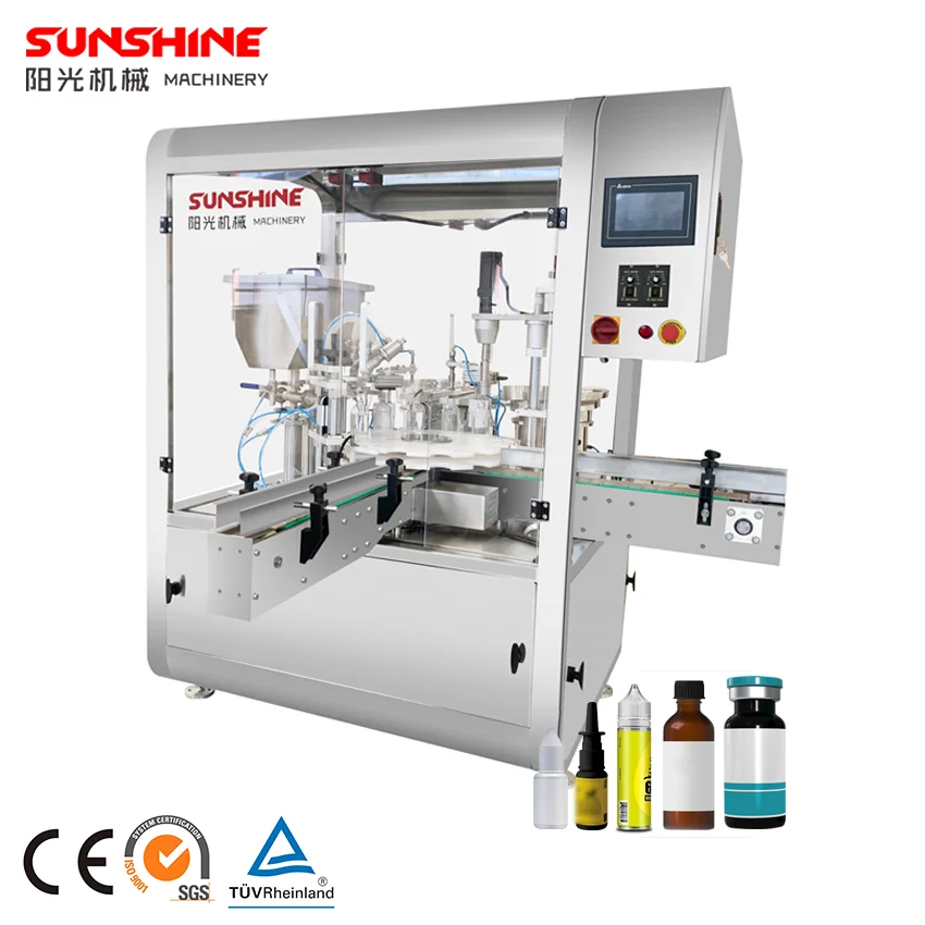 50-500ml Automatic small glass bottle chemical ink cbd oil bottling filler filling and capping machine