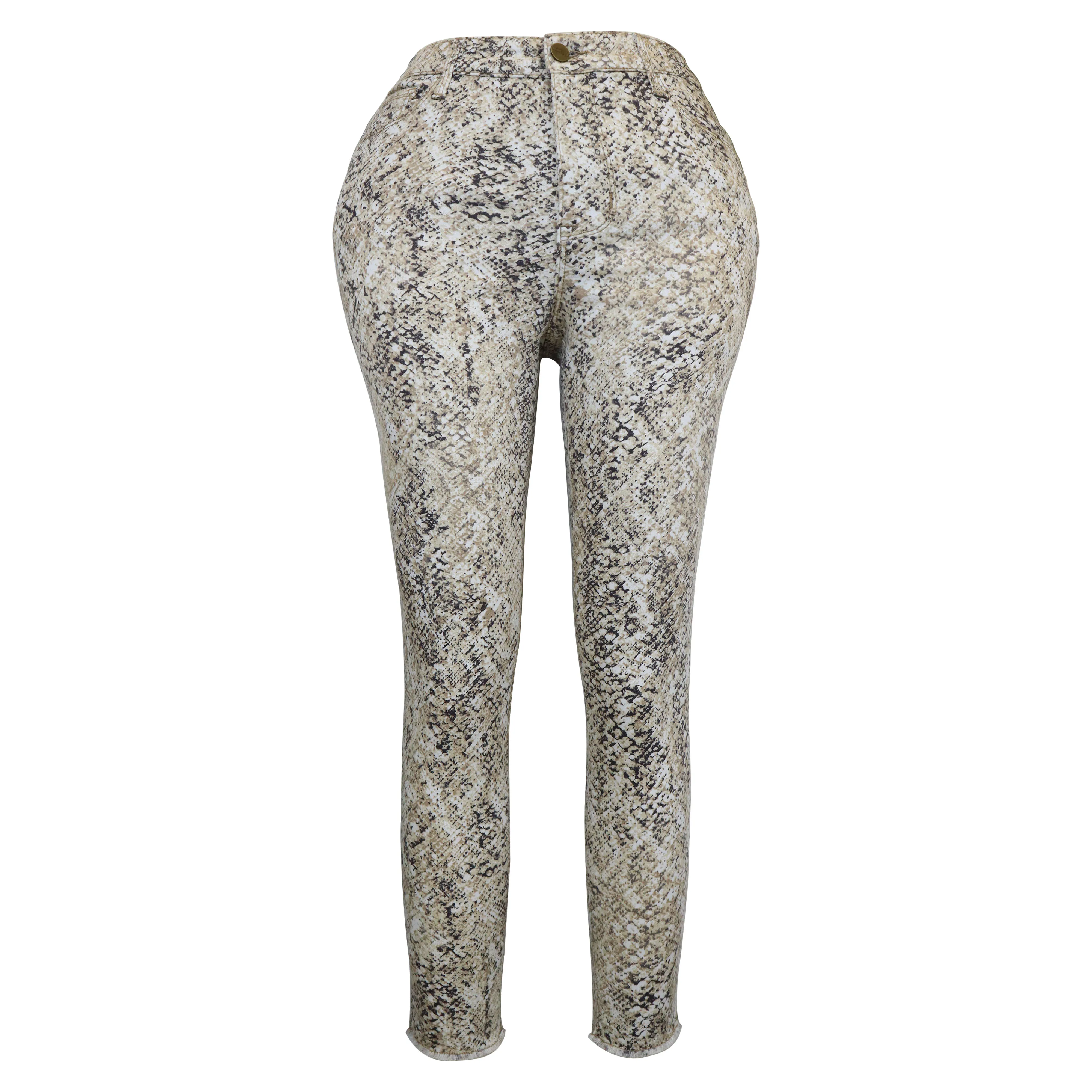 Skinny High Waisted Stretch Slim Denim Butt Lift Pencil Pants Stretchy Trousers Snake skin pattern snake print jeans women