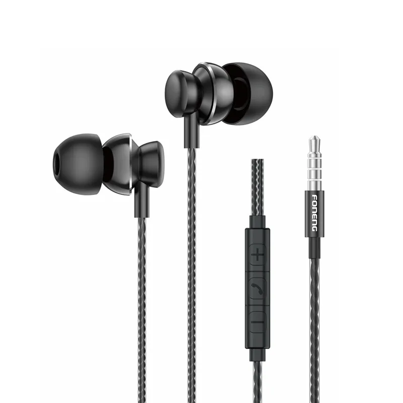 FONENG metal one touch adjust headphone 3.5mm wired earphones T67