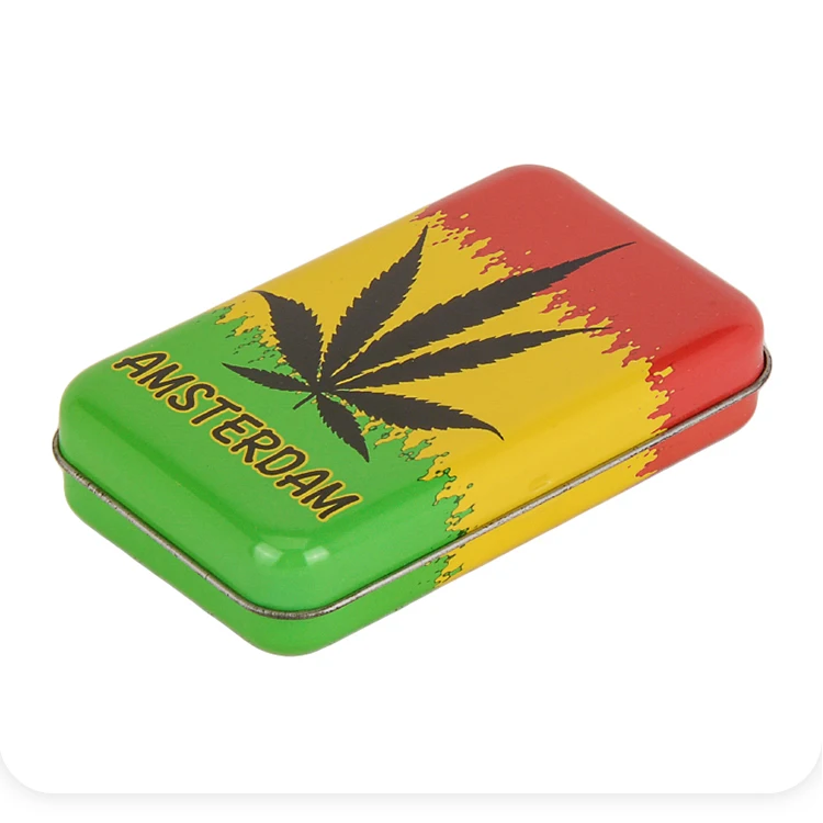 Customized Brand Tobacco Tin Box With Hinged Lid Portable Tobacco Case Tin Smoking Accessories Metal Box For Cigarettes