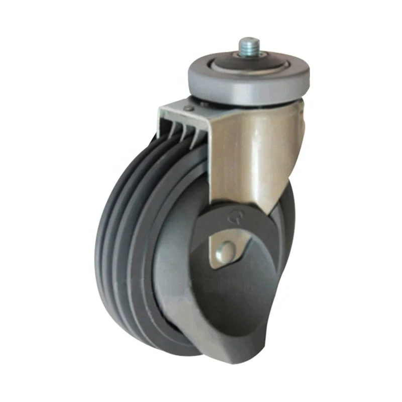 WBD supermarket shopping cart replacement escalator caster threaded stem pu swivel caster wheels