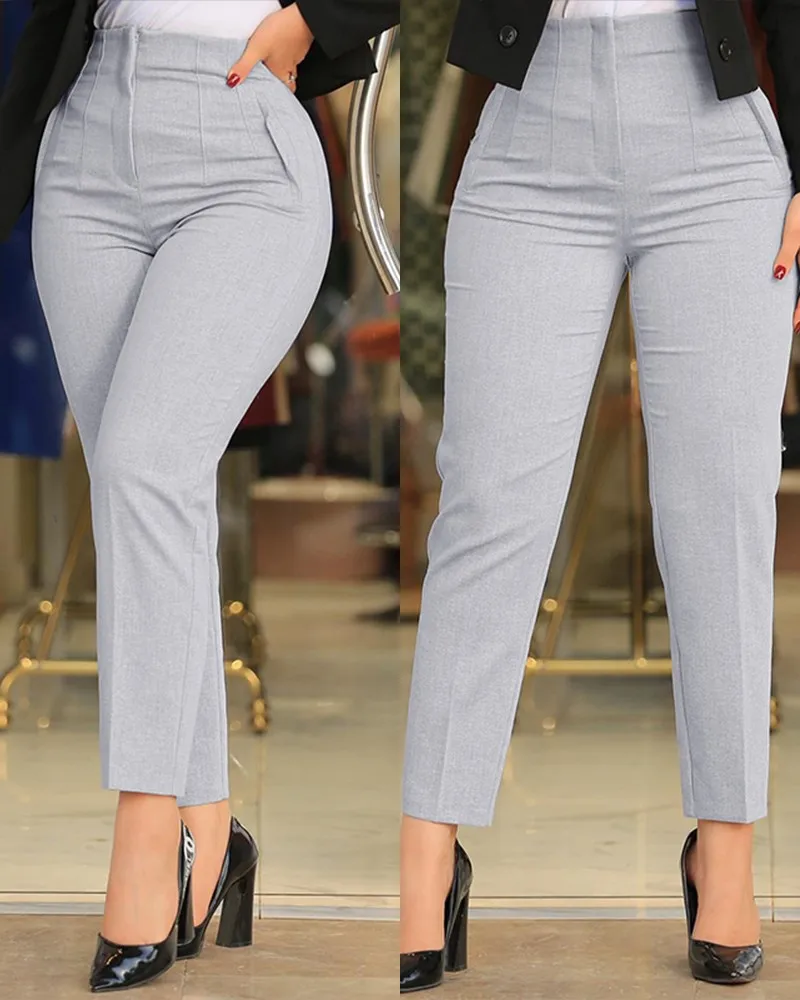 Spring and summer casual slim-fit workplace dress pants with nine points temperament commuter pants woman