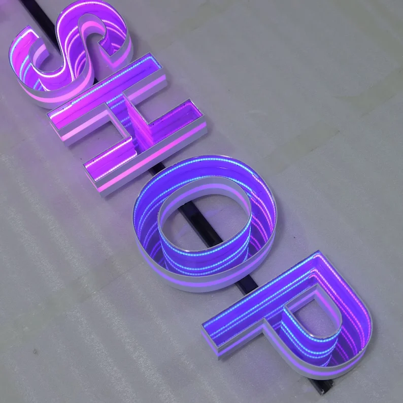 Neon Home Decorative Led Lighting 3d Smart Led Infinity Mirror letter infinity mirror sign