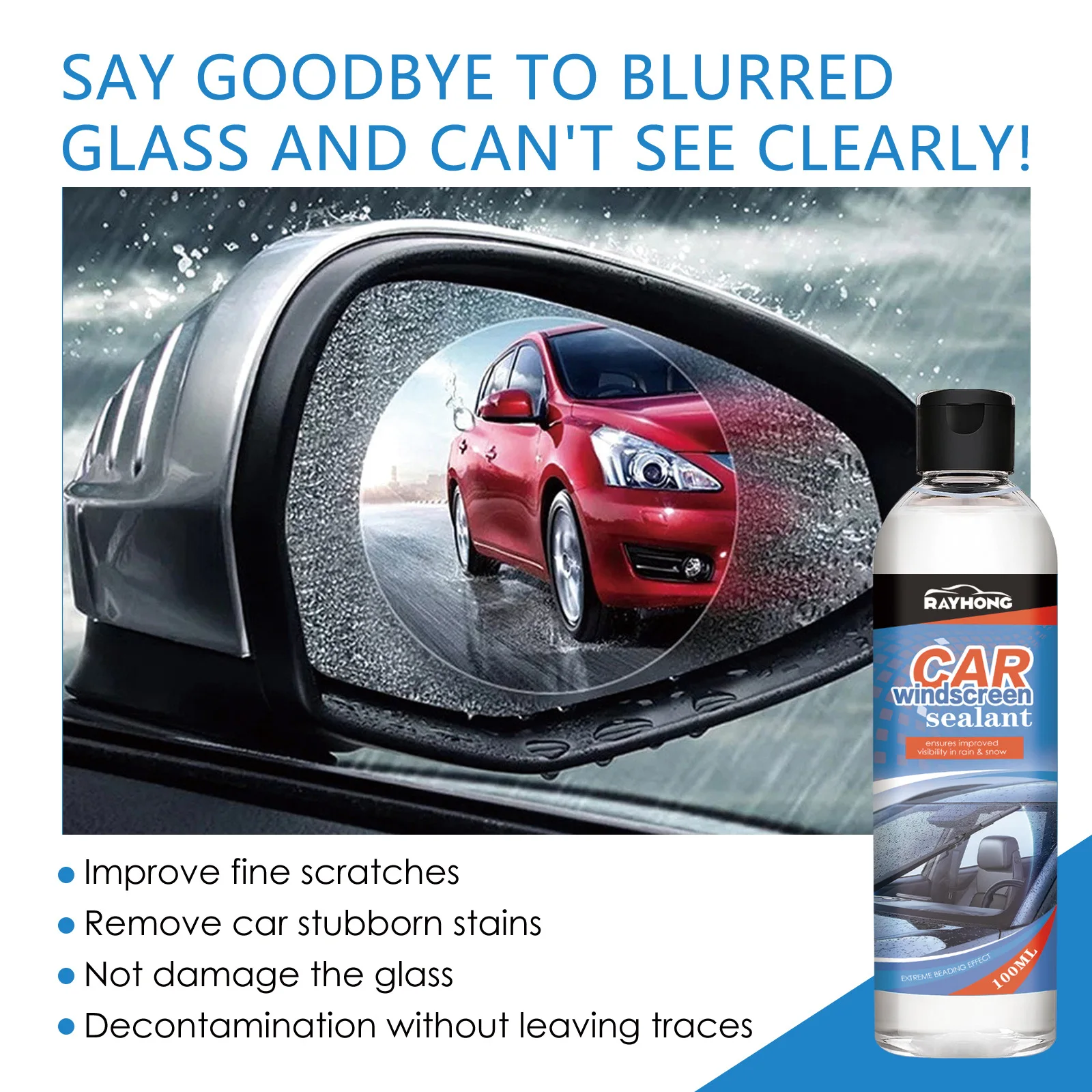 100ml Windshield Oil Stain Removal Rainproof Anti-fog Cleaning Agent Private Label RAYHONG Car Windscreen Sealant