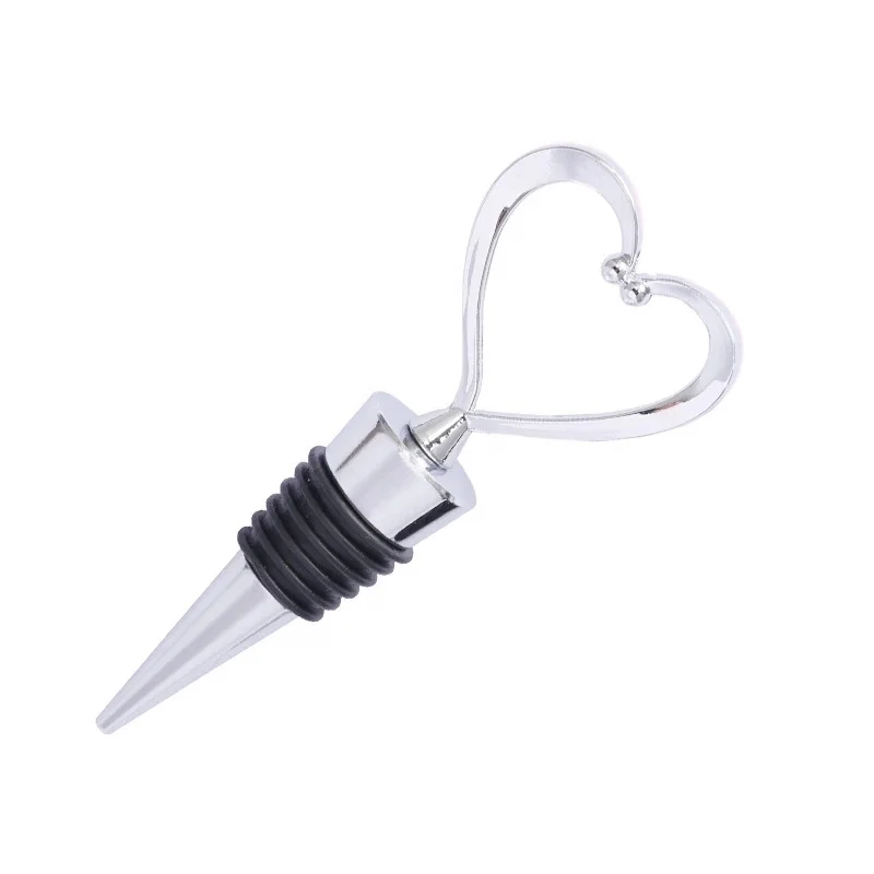 Hot Sale custom zinc alloy metal heart shaped red silicone wine bottle Stopper