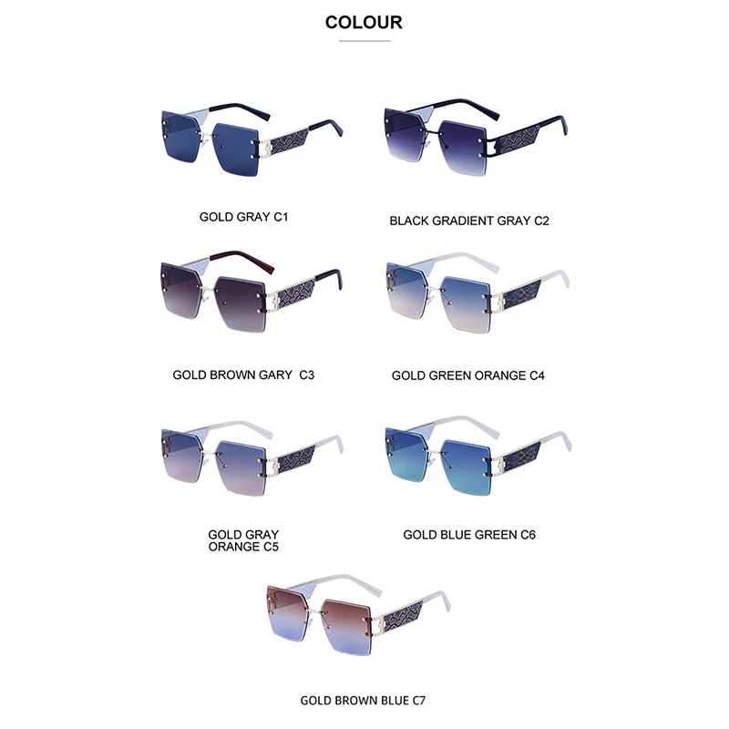 2023 Oversized Square Sunglasses Men Luxury Brand Metal Frame Y2k Glasses Fashion Sun Glasses Jelly Designer Sunglasses Women