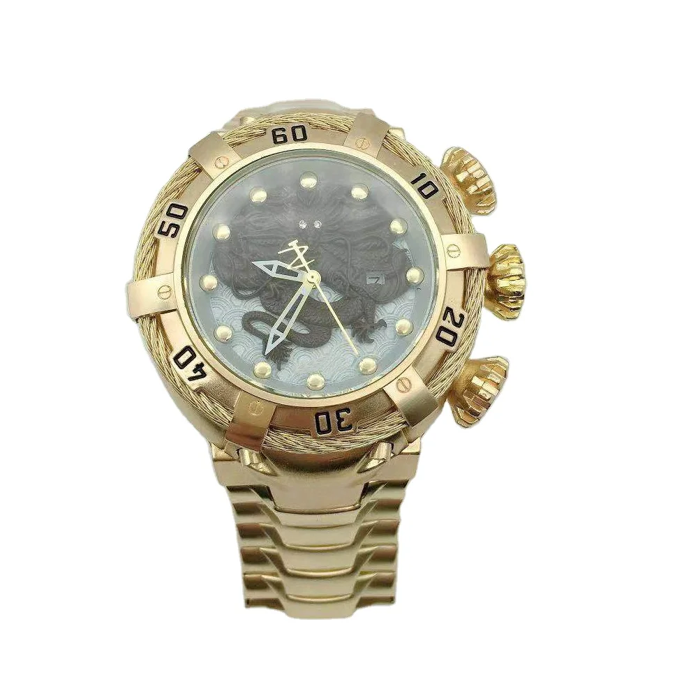  luxury gold stainless steel quartz casual watches high quality full men