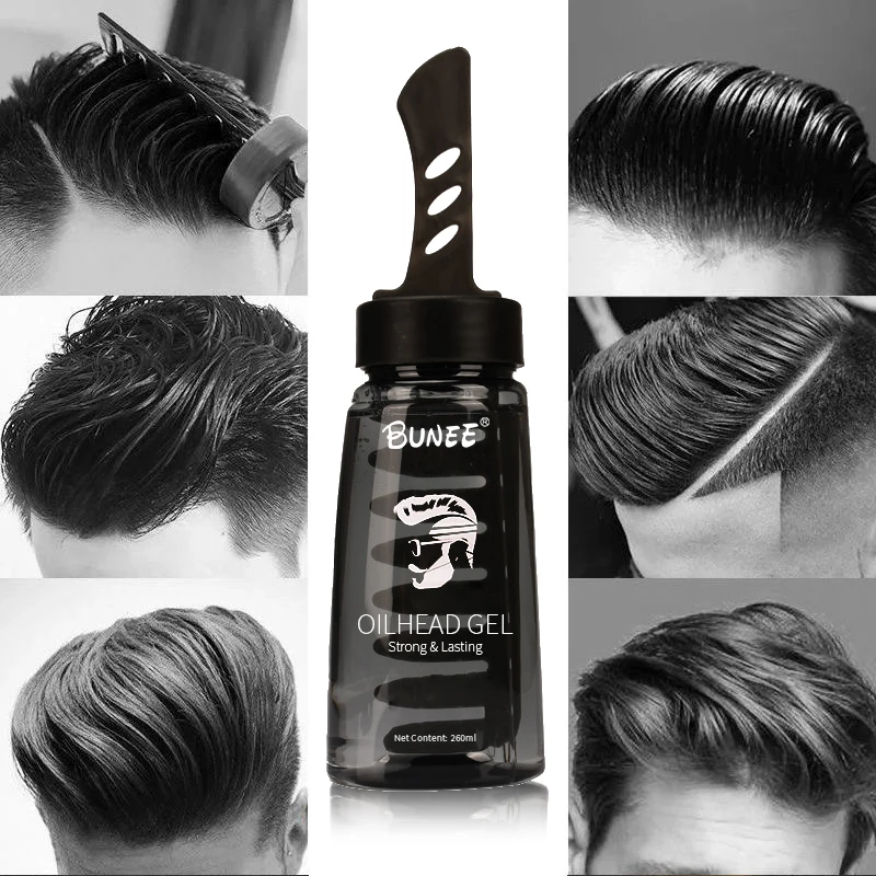 Private Label Hair Styling Gel For Men Fast Lasting With Comb Powerful Hair Oil Head Hair Wax