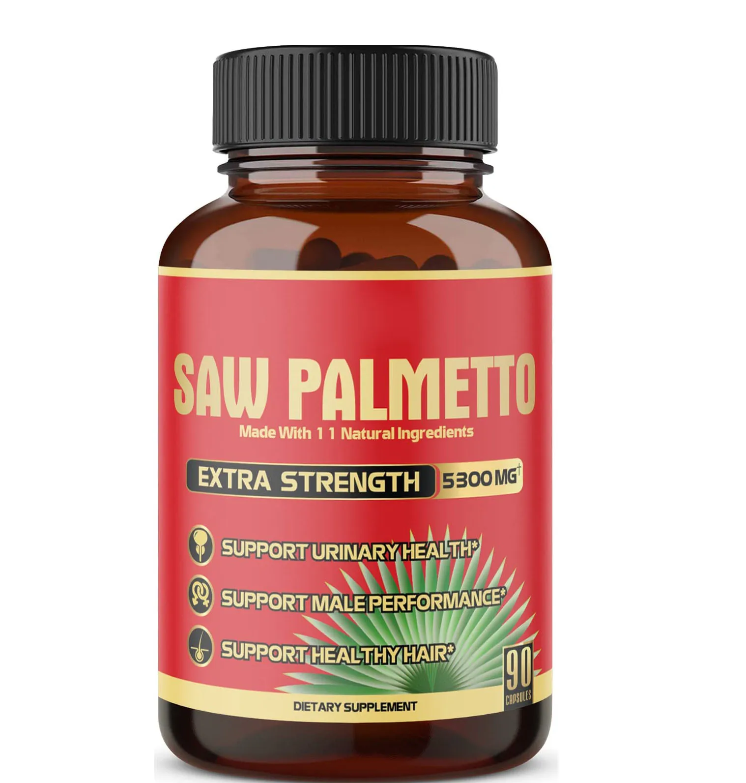 Saw Palmetto Capsules 5300 MG With Ashwagandha Prostate Healthcare Supplement for Men Hair Growth Saw Palmetto Powder OEM