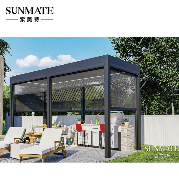 Cost of  3 meter op 4 meter 10x5 3m x 5m 8x8 outdoor gazebo garden frame aluminum pergola with louvre roof