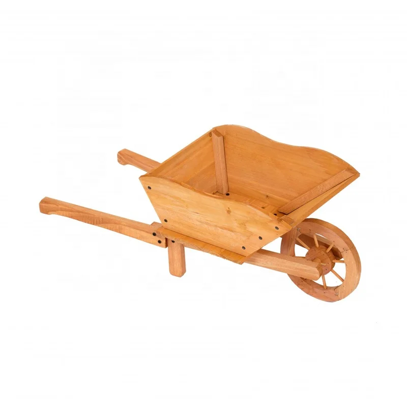 Garden decoration home outdoor flower pot stand wood large wooden wheelbarrow planter