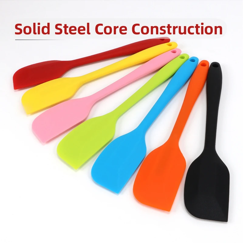 Small Silicone with Stainless Steel Core Spatulas Heat Resistant Non-Stick Scraper Baking Cooking Tools silicone kitchen spatula