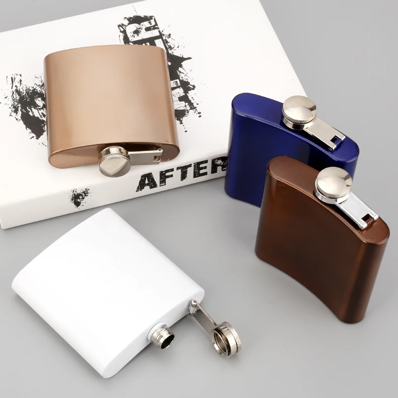 
yongkang factory custom color 304 stainless steel 6oz hip flask 