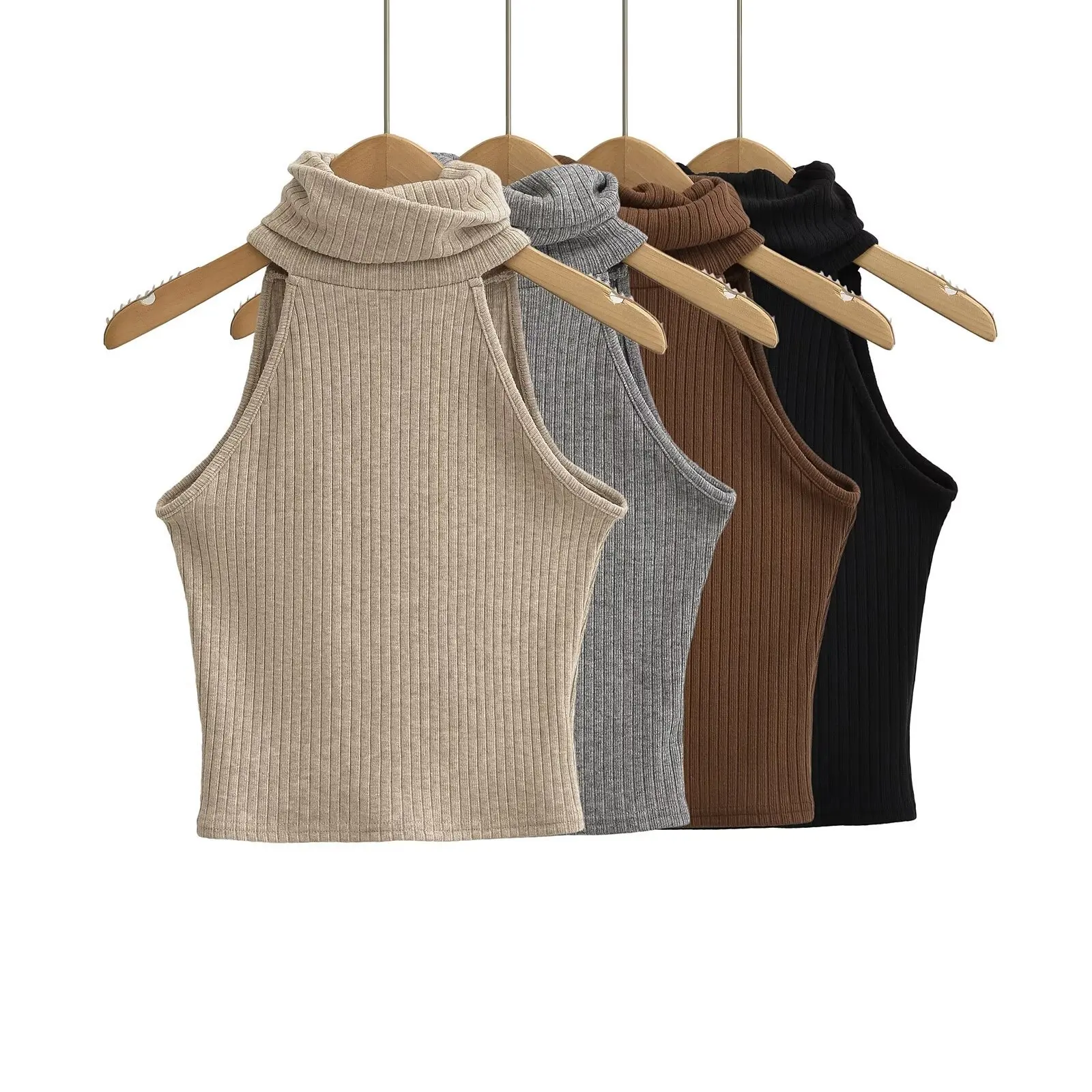 OEM Spring New Sexy Spicy Girl European and American Style High Neck Narrow Shoulder Tank Top