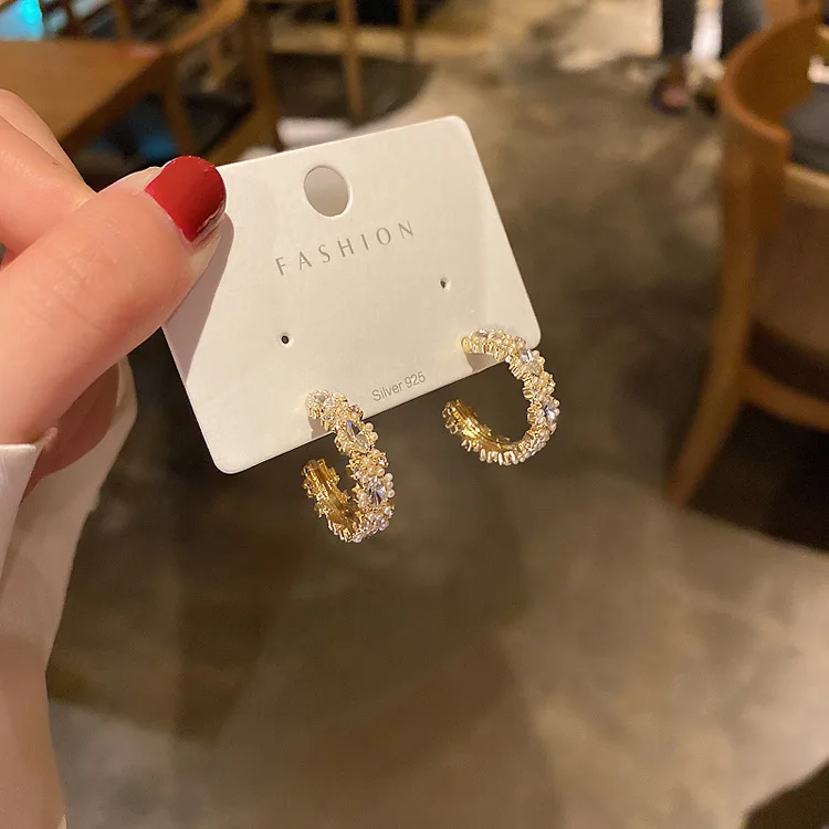 Fashion Jewelry Trendy Crystal Personalized Hoop Earrings