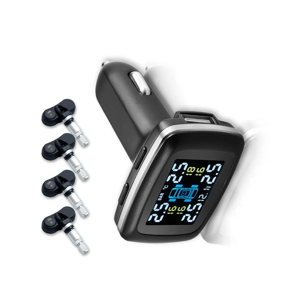 Car TPMS Tire Pressure Monitoring System Solar Charging HD Digital LCD Display Auto Alarms Wireless External Sensors TPMS 12 OEM