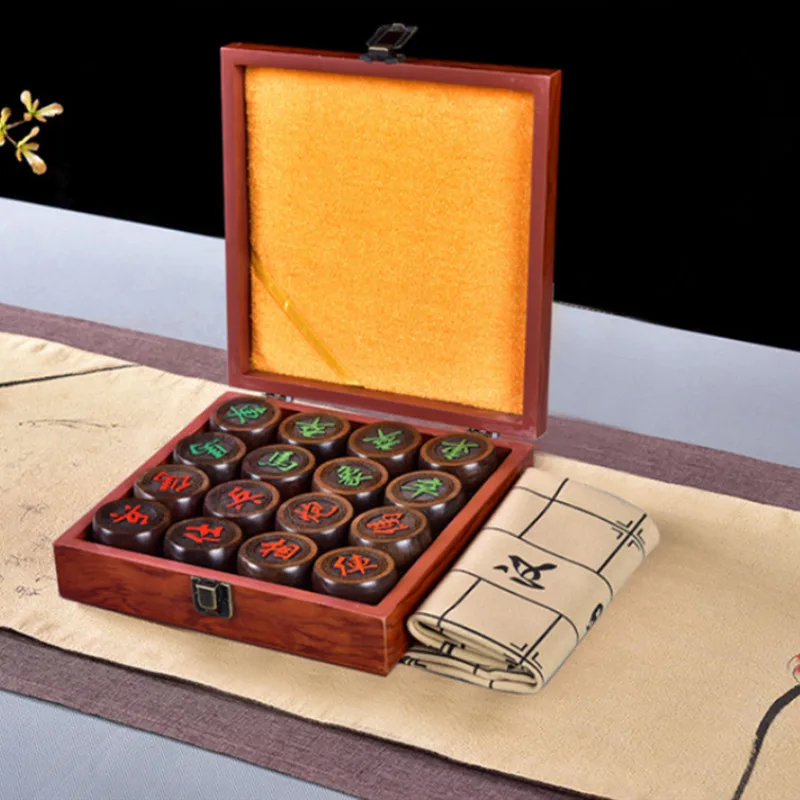 Caoxian Huashen Factory Direct High Quality Sandalwood Wooden Chinese Chess Set Polished Engraved Modern DIY Tray Inspired Love