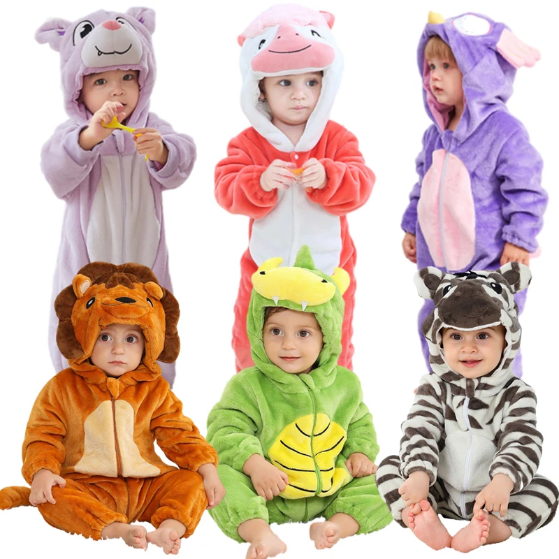 Hongbo OEM toddler clothing manufacturers custom cartoon velour baby onesies with hood rompers costume for babies of animals