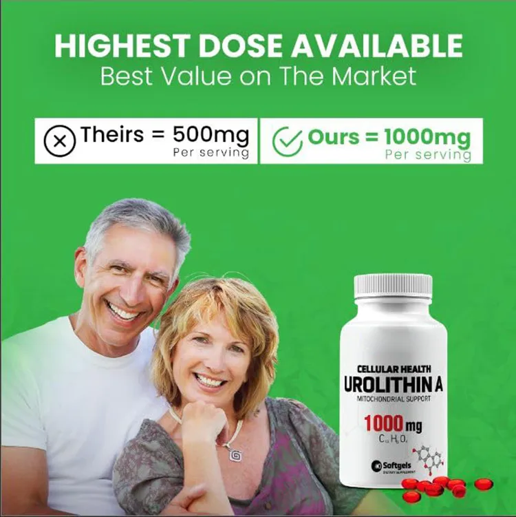 Private Label OEM 1000mg Urolithin A Capsules Softgels Urolithin A Powder for Energy Supplement