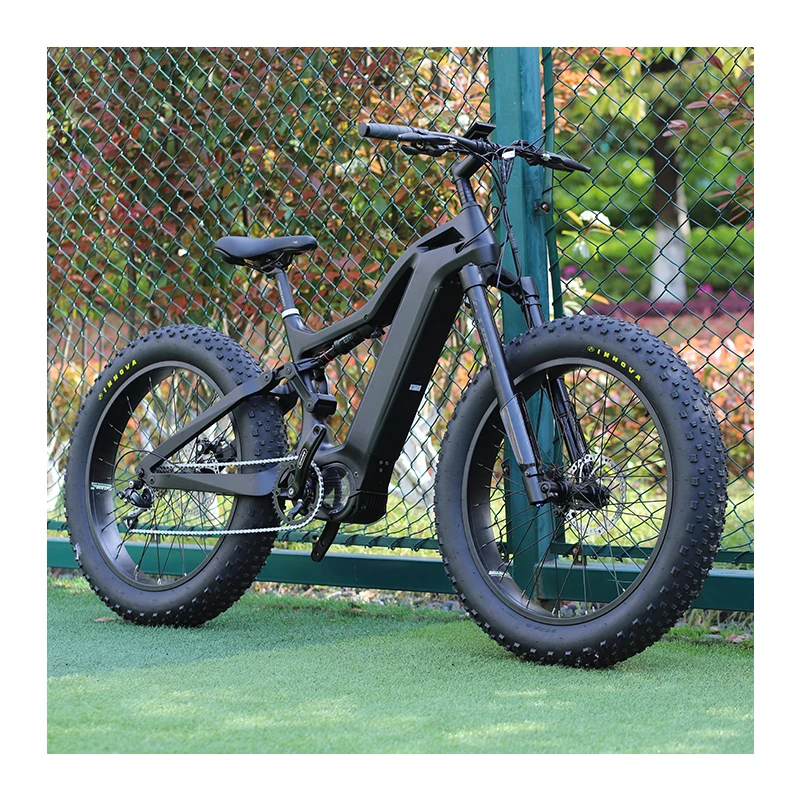 1000w 48v Bafang Mid Drive Motor Full Suspension 26*4 inch Fat Tyre Electric Bike With Color LCD Display C18
