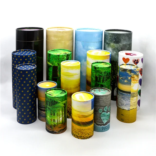 Funeral Supplies Pet Paper Bio Cremation Urn Paper Tube Box Paper Can  For Ashes