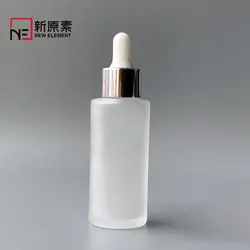 cylinder round 20ml 30ml 40ml 50ml 60ml 80ml frosted skincare hair growth oil bottle with silver white dropper