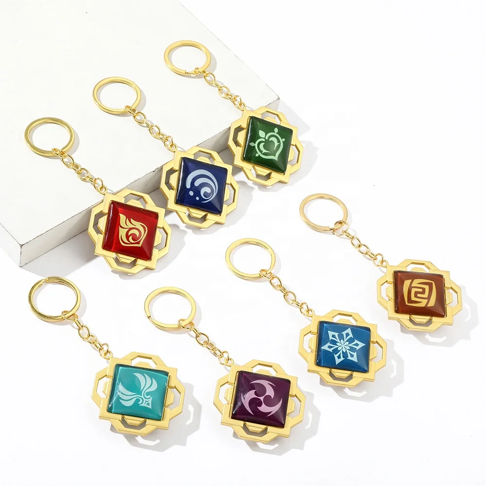 High Quality Metal Gold Eye Of God Key Chain Anime Game Key Ring Luminous Day And Night Key Finder