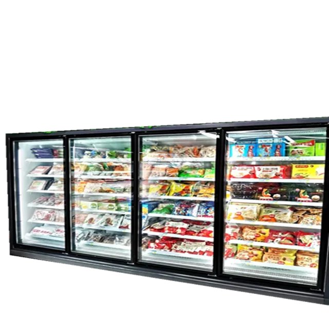 Supermarket Display Counter Commercial ice cream deep freezer Refrigerator Upright Display redbull Glass Door Fridge