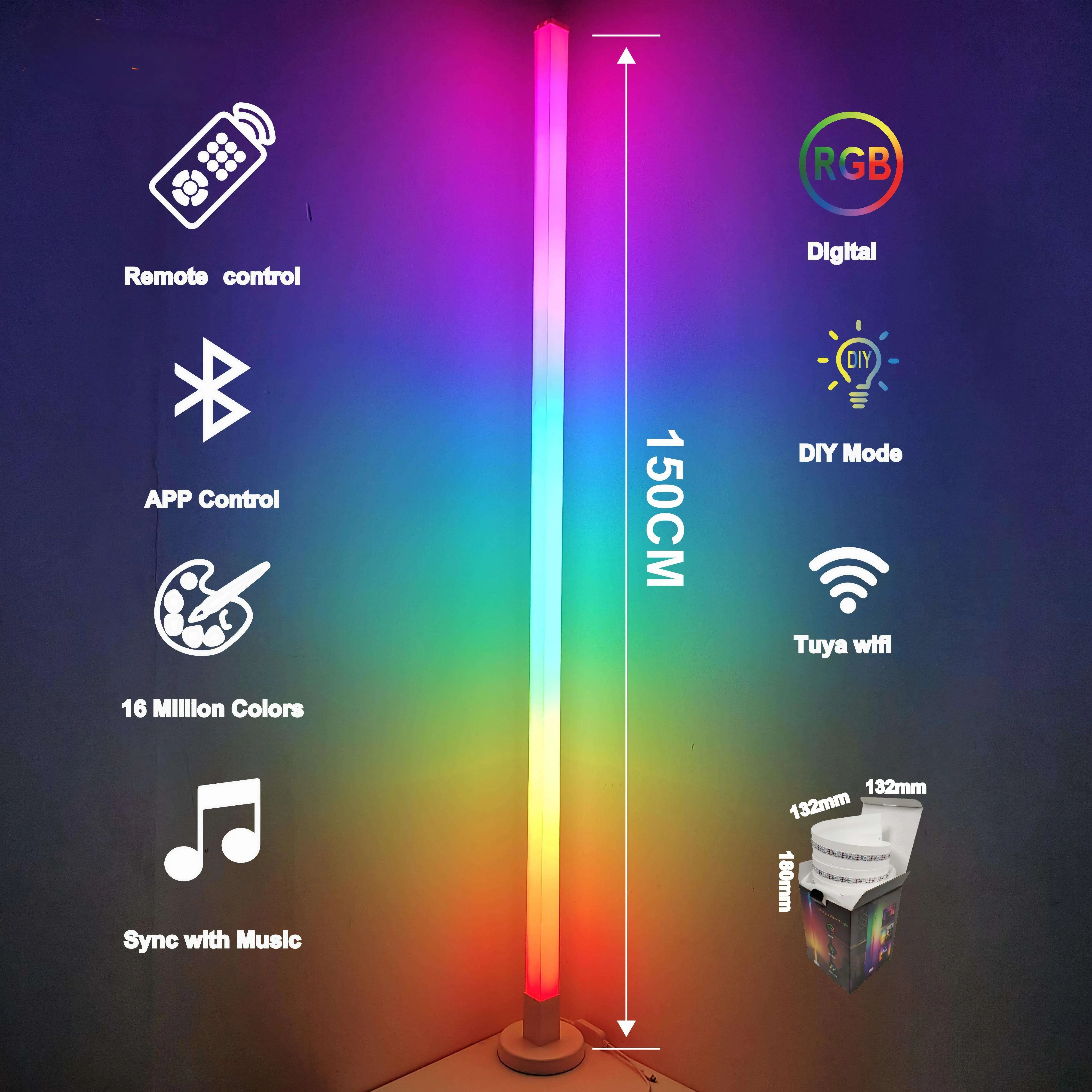 Меняющая цвет RGB украшение для праздника с умным управлением угловая лампа регулируемая Вертикальная простая светодиодная подставка rgb умного дома