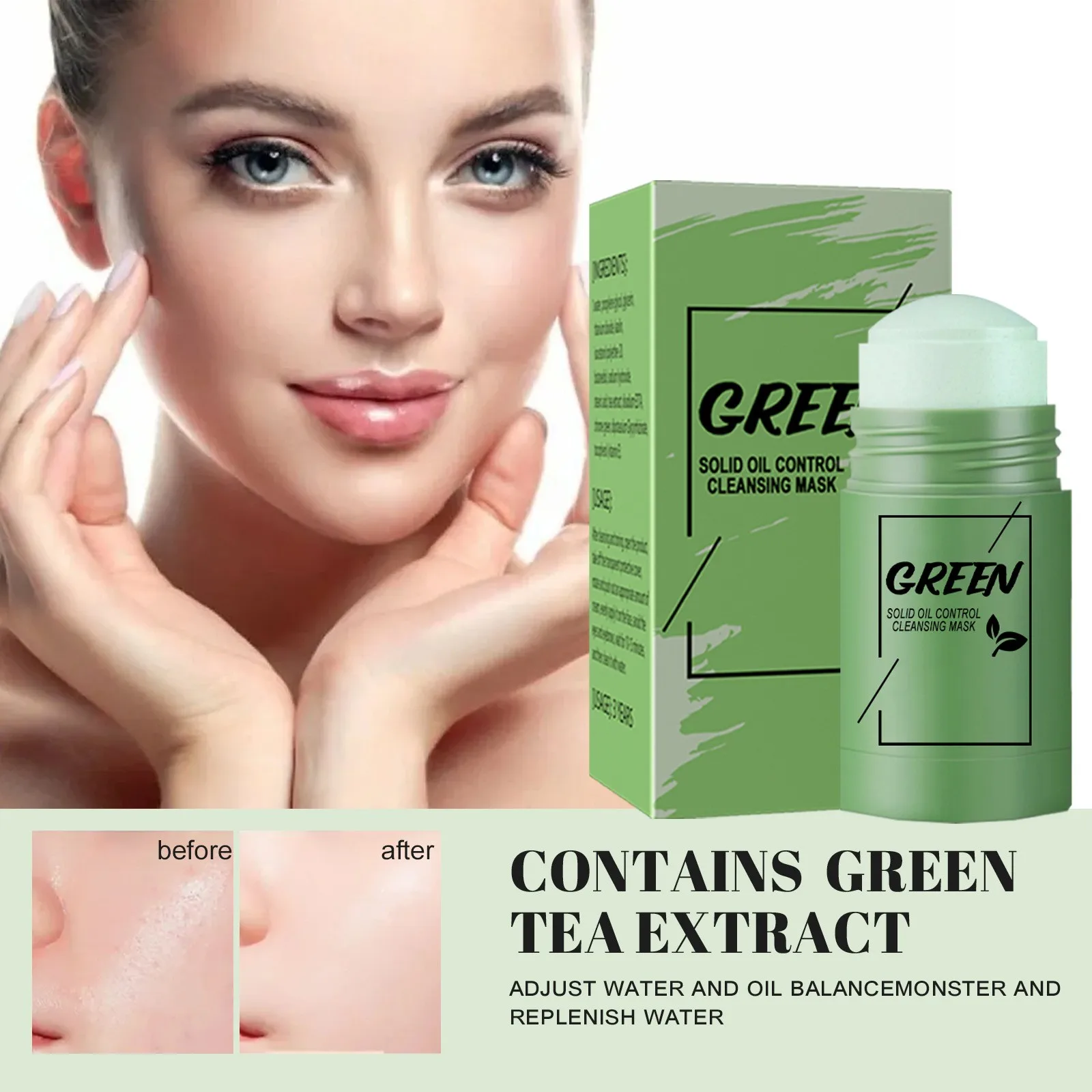 OEM Private Label Natural Organic Facial Skin Repair Acne Remove Green Tea Masking Charcoal Clay Face Mask Stick