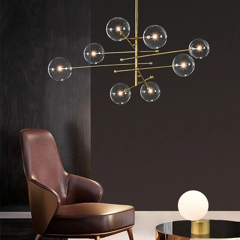 Modern Nordic Style Led Chandelier For Indoor Living Room Dining Room Kitchen Bedroom Glass Ball Pendant Light