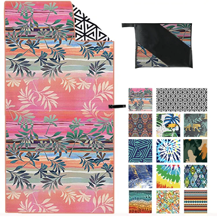  XIAOAO recycled microfiber waffle fabric Australia tesalate beach towel printed custom design double
