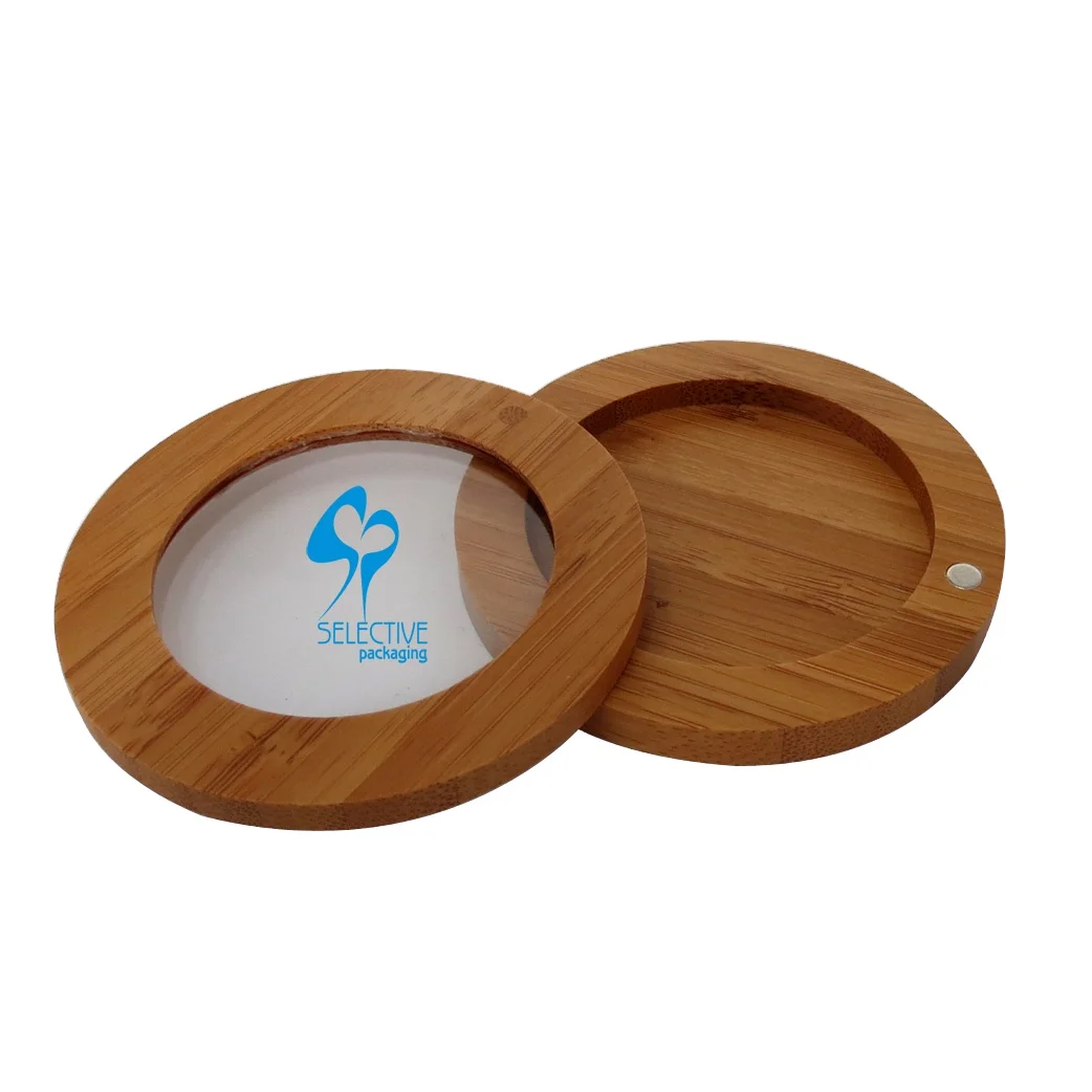 2022 cosmetic packaging bamboo magnetic rotary makeup case organic skylight eyeshadow palette