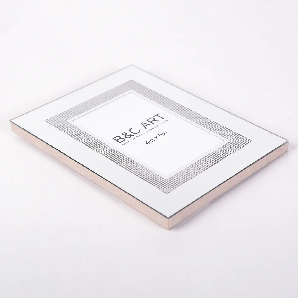 Wholesale Modern Style Tabletop Display 5x7 inch Silver Mirrored Glass Picture Frame for Wedding Party