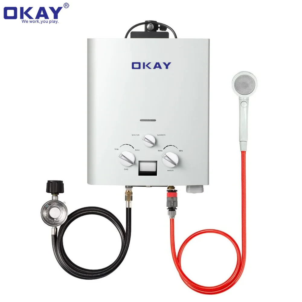 Portable Propane 6L Tankless  Digital Panel Multiple Protection Camping RV Cabin Barn Boat patio Gas Instant Hot Water Heater